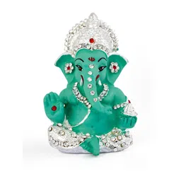 Kulin Resin Green Ganesh Idol with Silver Crown-picture-13