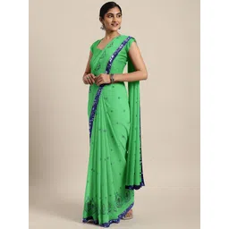 KULNAARI Ethnic Motifs Sequinned Pure Georgette Saree-picture-12