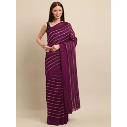 KULNAARI Striped Embroidered Poly Chiffon Saree-picture-37