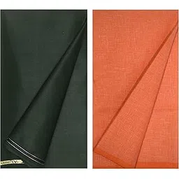 KUNDAN SULZ GWALIOR Men's Cotton Shirt & Trouser Fabric Combo Set (Dark Green & Orange)-picture-40