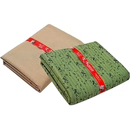 KUNDAN SULZ GWALIOR Men's Unstitched Cotton Printed Shirt & Trouser Fabric Combo Set (Beige & Green; 1.20 & 1.60 Meters) image 1