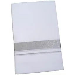 kunjus Men's Pure Cotton Kerala White Double Mundu/Dhoti 4 Meters Thick Silver/Black Border-picture-26