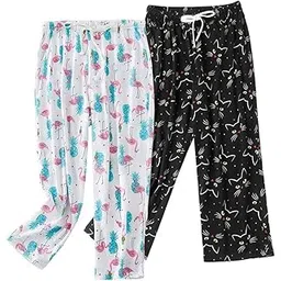 kunjus Women's Cotton Printed Pyjamas/Lower/Track Pant, Lounge Wear, Soft Cotton Night Wear Pajama Pant Pack of 2 (Prints and Colors may vary)-picture-23