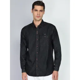 Kuons Avenue Black Cloud Slim Fit Solid Casual Denim Shirt-picture-37