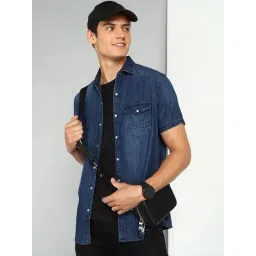 Kuons Avenue Blue Slim Fit Denim Shirt-picture-25