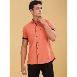Kuons Avenue Cider Orange Linen Slim Fit Shirt-picture-37