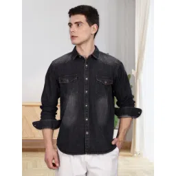 Kuons Avenue Grey Slim Fit Denim Shirt-picture-37