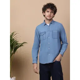 Kuons Avenue Icewash Denim Slim Fit Casual Shirt-picture-13