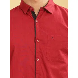 Kuons Avenue Maroon Linen Slim Fit Shirt image 4