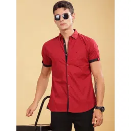 Kuons Avenue Maroon Linen Slim Fit Shirt image 1