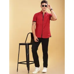 Kuons Avenue Maroon Linen Slim Fit Shirt image 5