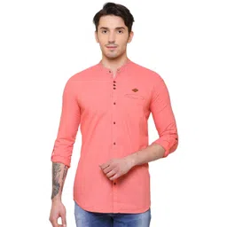 Kuons Avenue Men Applique Mandarin Collar Smart Slim Fit Casual Shirt-picture-27