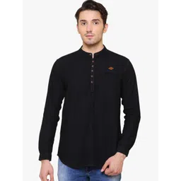 Kuons Avenue Men Black & french middle red purple Thread Work Denim Kurta-picture-27