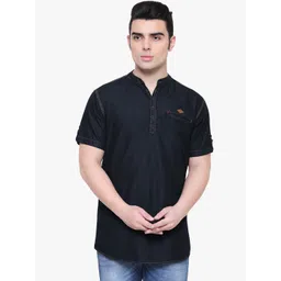 Kuons Avenue Men Black Solid Straight Kurta-picture-24
