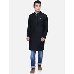 Kuons Avenue Men Black Solid Straight Kurta-picture-15