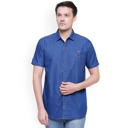 Kuons Avenue Men Blue Custom Slim Fit Solid Casual Denim Shirt-picture-18