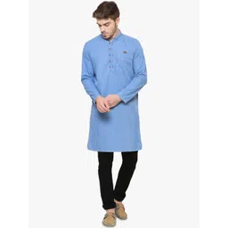 Kuons Avenue Men Blue Denim Denim Casual Long Kurta-picture-36