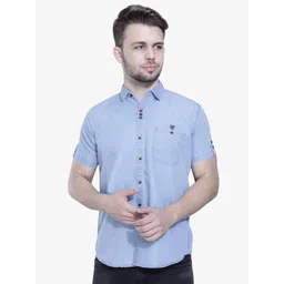 Kuons Avenue Men Blue Smart Slim Fit Casual Cotton Shirt-picture-37