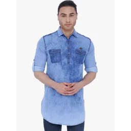 Kuons Avenue Men Blue Solid Pathani Kurta-picture-19