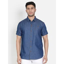 Kuons Avenue Men Blue Solid Smart Slim Fit Casual Shirt-picture-36