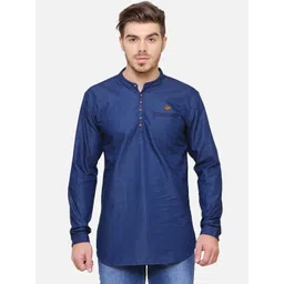 Kuons Avenue Men Blue Solid Straight Kurta-picture-21