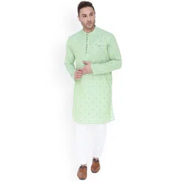 Kuons Avenue Men Green Thread Work Kurta-picture-11