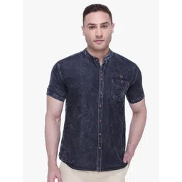 Kuons Avenue Men Grey Smart Slim Fit Faded Denim Cotton Casual Shirt-picture-22