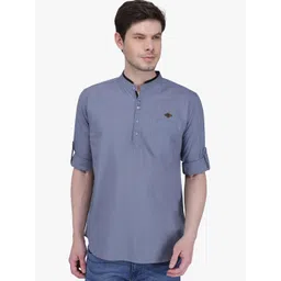 Kuons Avenue Men Grey Solid Straight Kurta-picture-16