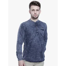 Kuons Avenue Men Grey Thread Work Pastels Denim Pathani Kurta-picture-20