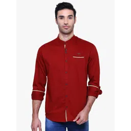 Kuons Avenue Men Maroon Smart Slim Fit Linen Casual Shirt-picture-11