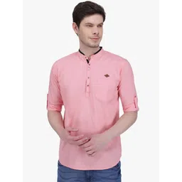 Kuons Avenue Men Pink Solid Straight Kurta-picture-10