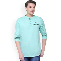 Kuons Avenue Men Sea Green Solid Straight Kurta-picture-39