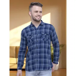 Kuons Avenue Men Smart Slim Fit Checked Cotton Casual Shirt-picture-30