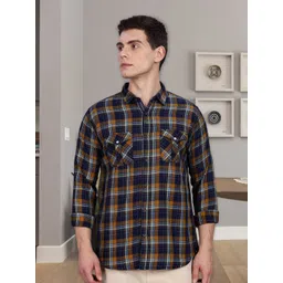 Kuons Avenue Men Smart Slim Fit Tartan Checks Opaque Casual Shirt-picture-21