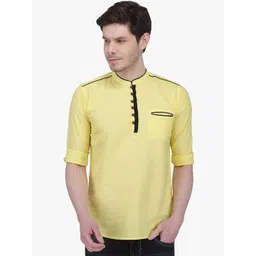 Kuons Avenue Men Yellow Solid Straight Kurta image 1