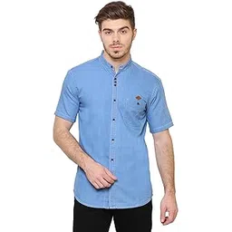 kuons avenue Men's Half Sleeve Casual Denim Shirt | Denim Shirts for Men Half Sleeves-picture-14