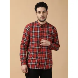 Kuons Avenue Red Checkered Tailored Fit Casual Shirt-picture-34