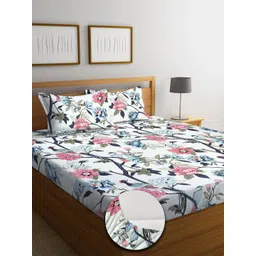 kurry home furnishing Floral 210 TC Egyptian Cotton King Bedsheet with 2 Pillow Covers-picture-21
