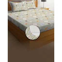 kurry home furnishing Green Floral Egyptian Cotton King Bedsheet with 2 Pillow Covers-picture-32