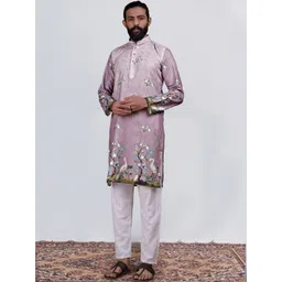 KURTA WALLAH Men Geometric Printed Thread Work Floral Kurta-picture-17
