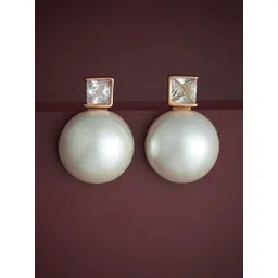 Kushal's Fashion Jewellery 92.5 Sterling Silver Rose Gold-Plated Classic Pearls Studs-picture-32