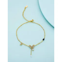 Kushal's Fashion Jewellery Black Gold Polished Trendy Anklets for Women-picture-29