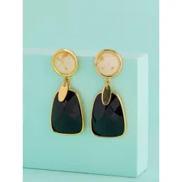 Kushal's Fashion Jewellery Black Gold Polished Trendy Earrings for Women-picture-42