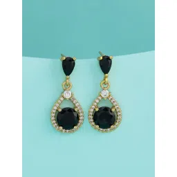 Kushal's Fashion Jewellery Black Gold Polished Trendy Zircon Earrings for Women-picture-37
