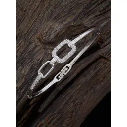 Kushal's Fashion Jewellery Cubic Zirconia Rhodium-Plated Kada Bracelet-picture-34