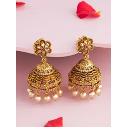 Kushal's Fashion Jewellery Dome Shaped Jhumkas Earrings-picture-10