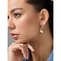 Kushal's Fashion Jewellery Gold-Plated Contemporary Drop Earrings-picture-23