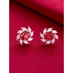 Kushal's Fashion Jewellery Gold-Plated Contemporary Studs Zircon Studded Earrings-picture-20
