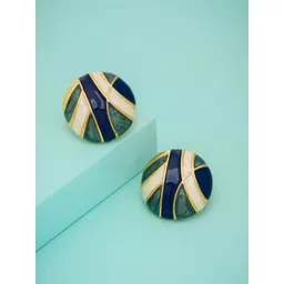 Kushal's Fashion Jewellery Gold-Plated Enamelled Circular Shaped Studs Earrings-picture-41