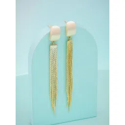 Kushal's Fashion Jewellery Gold-Plated Geometric Shaped Zircon Studded Drop Earrings-picture-16